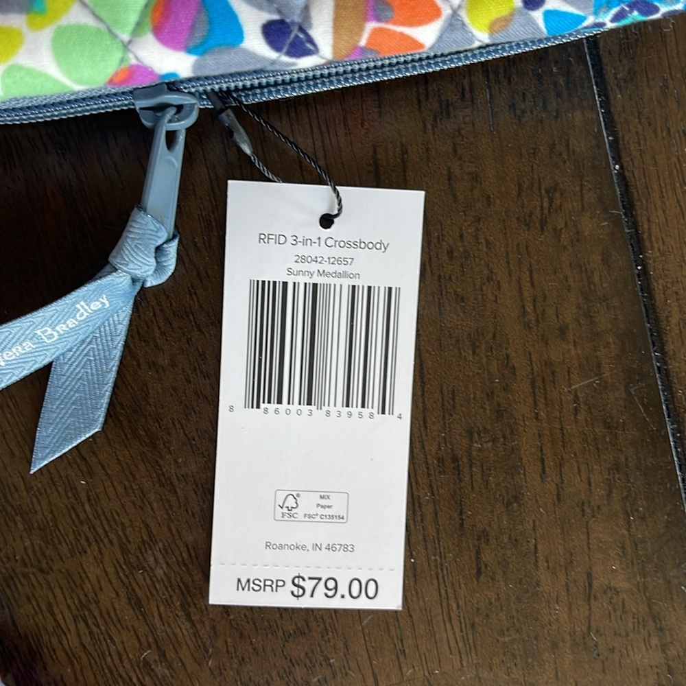 NWT! Vera Bradley Sunny Medallion RFID 3-n1 Crossbody - Picture 2 of 8